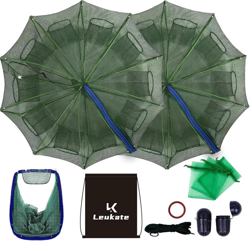 Leukate Collapsible Fishing Bait Minnow Trap - Durable Fish Trap Net for Minnow, Crab, Crayfish, Shrimp Fish Trap Net - Designed for Minnows and Beyond - Image 1